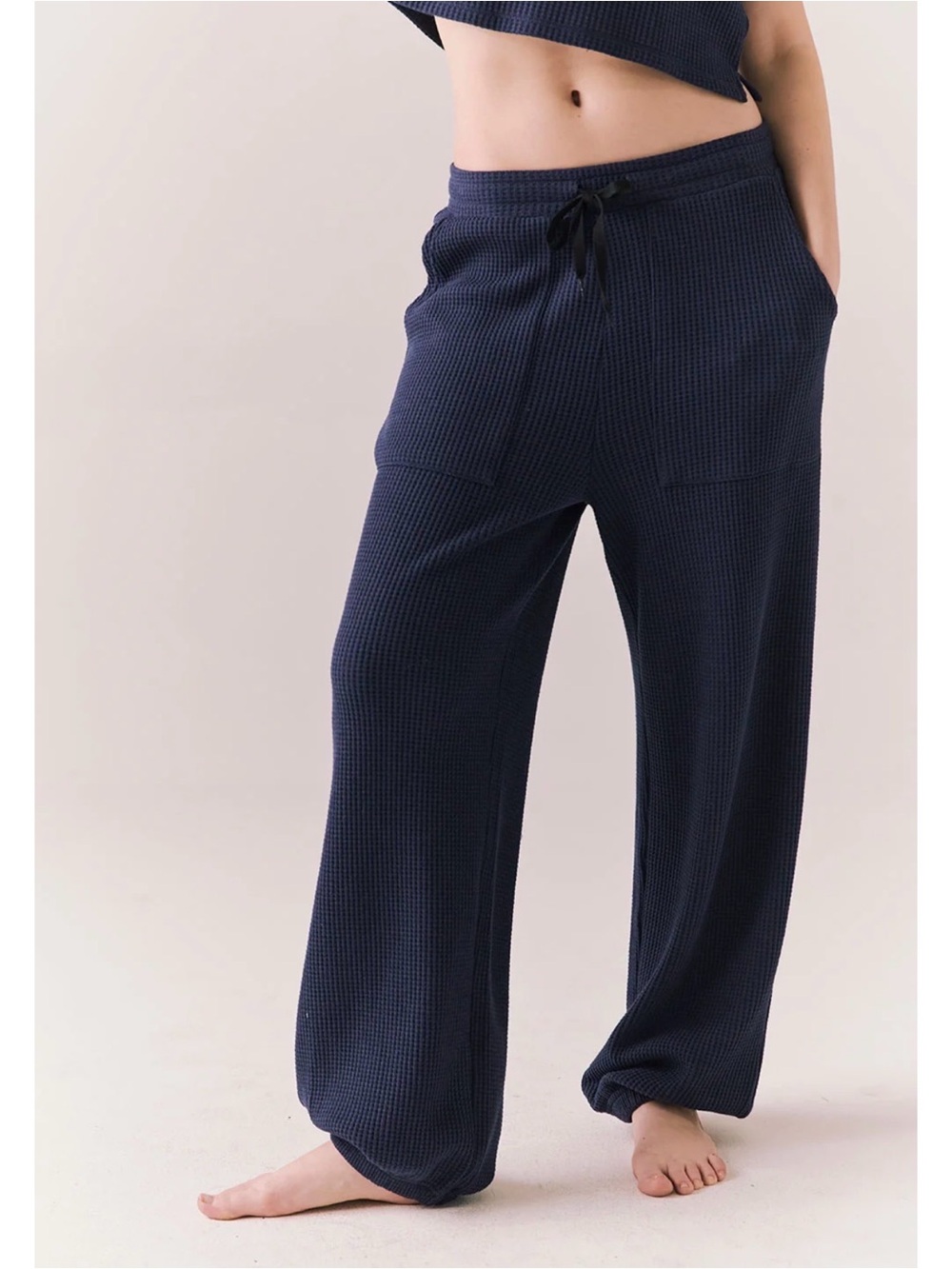 NWT Chaser Billy Midnight Blue Chunky Waffle Wide Leg Joggers Small